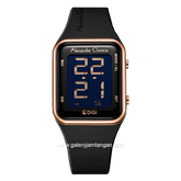 Alexandre Christie AC 9361 LH Black Rosegold Rubber Strap